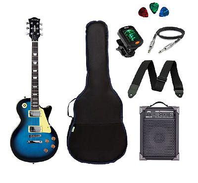 Kit Guitarra Strinberg Les Paul LPS230 + Amplificador + Afinador Digital + Acessórios Azul