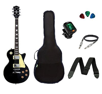 Kit Guitarra Strinberg Les Paul LPS230 + Afinador Digital + Acessórios Preta