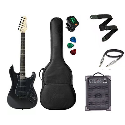 Kit Guitarra Strinberg Rockwave Rw50 BK + Caixa