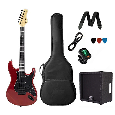 Kit Guitarra Strato Tagima SixSmart Candy Apple - Com Efeito + Cubo