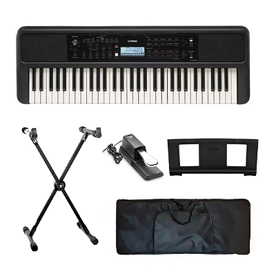 Kit Teclado Yamaha Psr-e383set, 61 Teclas Sensíveis.