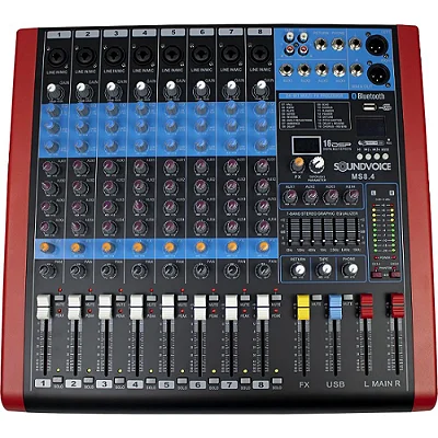 Mesa De Som Soundvoice MS8.4 Safira 8 Canais 4 Auxiliares