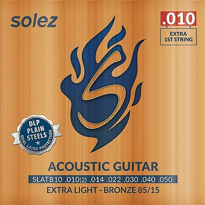 Encordoamento Solez Para Violão Aço .010 Slatb10
