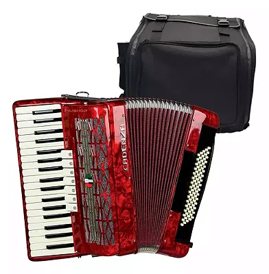 Acordeon Cadenza 80 Baixos e 37 Teclas Vermelho