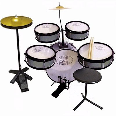 Bateria Infantil Profissional ROCK BABY (AM) - Prata Com Chimbal