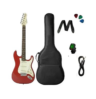 Kit Guitarra Strinberg Rockwave RW50 Vermelha