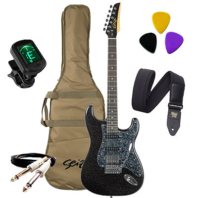 Kit Guitarra Seizi Katana Musashi Fun Ebony Sparkle HSS