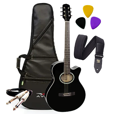 Kit Violão eletroacústico Giannini Performance GSF-1D Preto