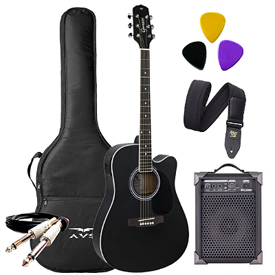 Kit Violão Eletroacústico Giannini Performance GDC-1 CEQ + Caixa