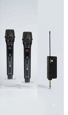 Microfone S/ Fio Custom Sound Cw70 Duo Uhf Mao Recarregavel