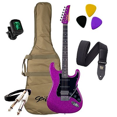 KIT Guitarra Seizi Fun Katana Musashi Dark Purple Sparkle