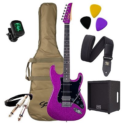KIT Guitarra Seizi Fun Katana Musashi Dark Purple Sparkle