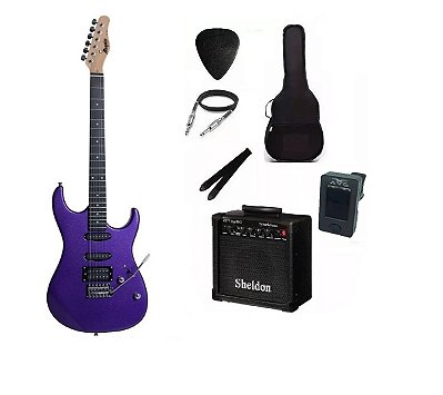 Kit Guitarra Memphis By Tagima MG260 Metallic Purple Com Amplificador