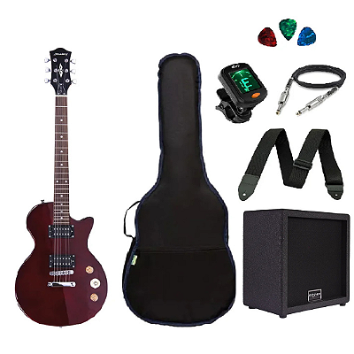 Kit Guitarra Strinberg Les Paul LPS200 Caixa Amplificada Vinho