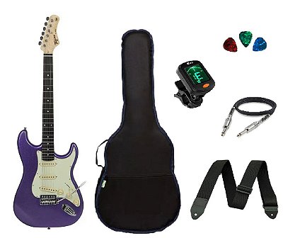 Kit Guitarra Tagima TG500 Strato Metallic Purple