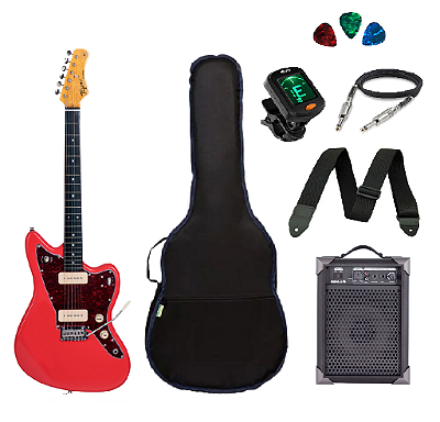 Kit Guitarra Tagima Tw61 Woodstock Fiesta Red Amplificador