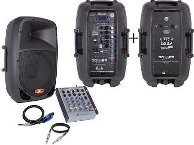 Kit Caixa Ativa Dr1212 + Caixa Passiva + Mesa Som+ Cabos