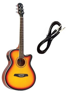 Violão Strinberg Aço Elétrico Sunburst Be30 Cabo P10 Brinde