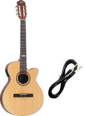 Violão Strinberg Elétrico náilon Flat SL200 Natural Fosco Cabo P10 Brinde