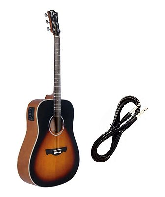 Violão Tagima Folk Eletroacústico Tw25 Sunburst Cabo P10 Brinde