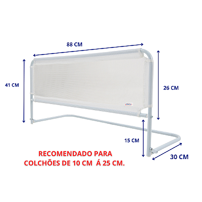 Grade de Cama Simples Branca Ninos
