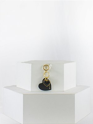 Chaveiro 'Charm' Coração Preto