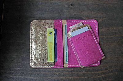 Porta Documentos Dourado e Pink