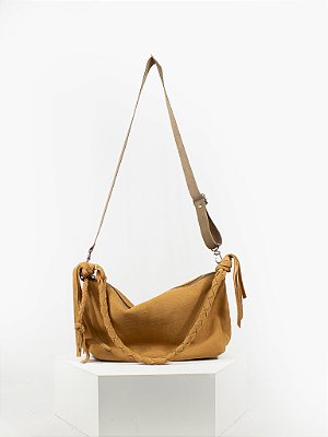 Bolsa Tiracolo Trança Camurça Caramelo