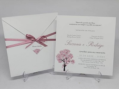 Convite casamento cerejeira rosa