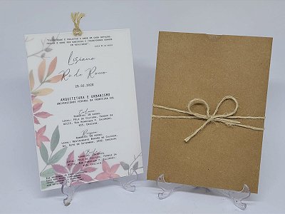 Convite formatura rustico em papel vegetal