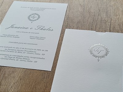 Convite Casamento Branco e Prata Hostamping