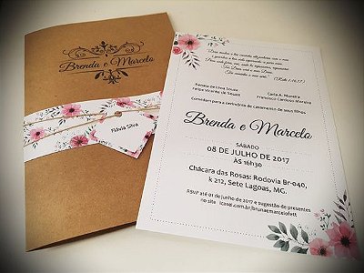 Convite casamento floral moderno