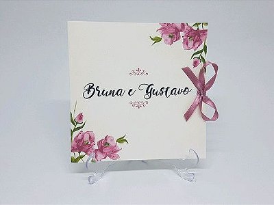 Convite de casamento rosa floral suave