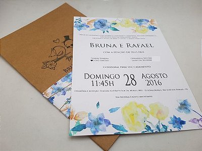 Convite de casamento floral rustico