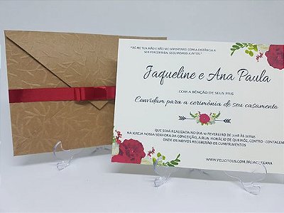 Convite rustico floral vermelho