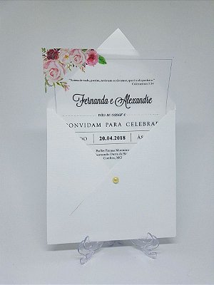 Convite casamento floral papel vegetal