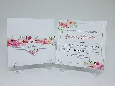 Convite com envelope floral