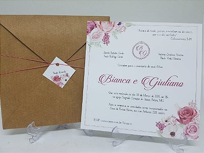 Convite casamento Rose quartz rustico