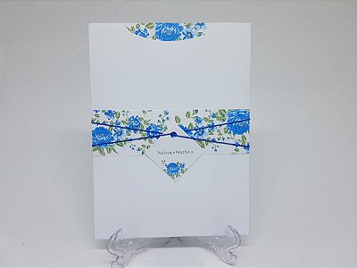 Convite para casamento rustico flores azuis
