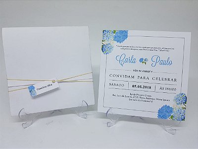 Convite casamento hortencias azuis