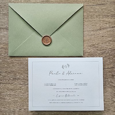 Convite Casamento Verde Floresta lacre cera
