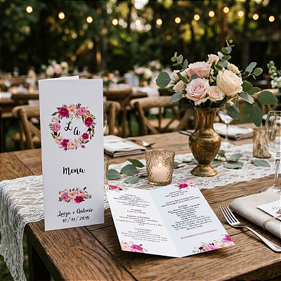 Menu de casamento (cardápio de mesa)