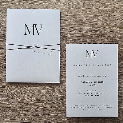Convite casamento simples preto e branco