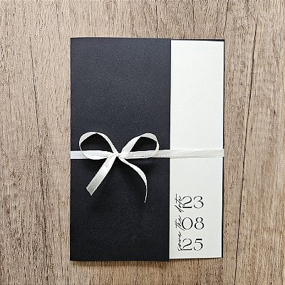 Convite casamento preto e branco moderno