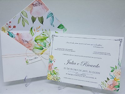 Convite casamento envelope floral