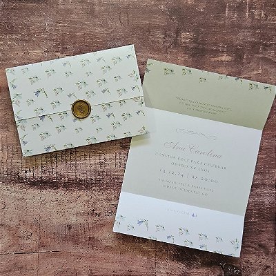 Convite Casamento lacre flores minimalistas