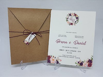 Convite casamento marsala kraft