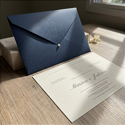Convite Casamento azul com relevo (opcional)
