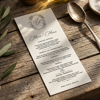 Menu de casamento simples (cardápio de mesa)