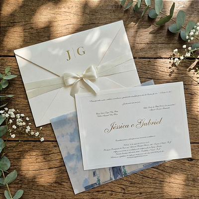 Convite Casamento markatto aquarela e vegetal